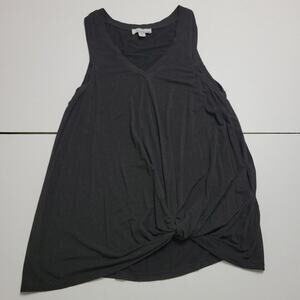 Allison Joy Womens XS‎ Shirt Black Knot Front Sleeveless V Neck Comfort Stretch